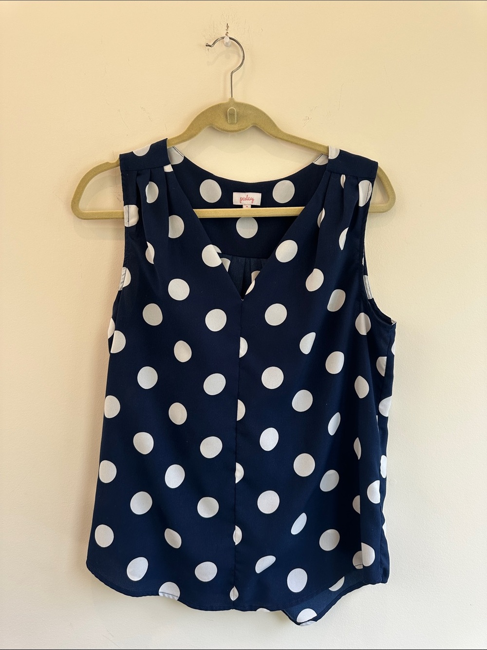 Pixley Navy and White Polka Dot Sleeveless Blouse
